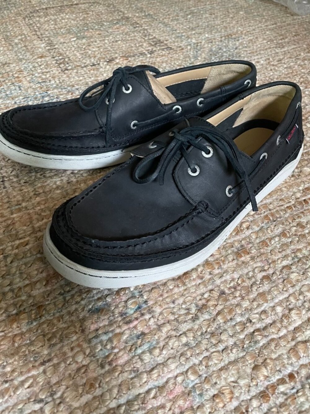 Sebago Men's Size US 10 UK 7.5 EUR 44 Black Leather Boat Deck Shoes